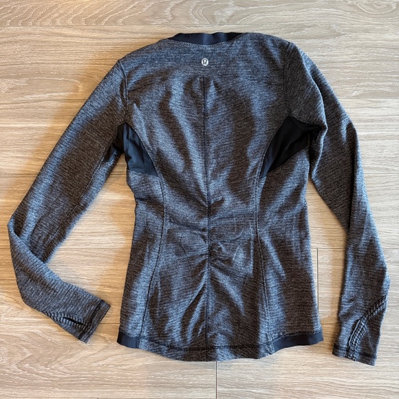 Lululemon Base Runner Long Sleeve Mini Check Pique Black Heathered Black size 6 - Picture 7 of 9